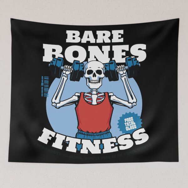 Item preview, Bare Bones Fitness Gym Skeleton Design designed and sold by DrawHandArt.