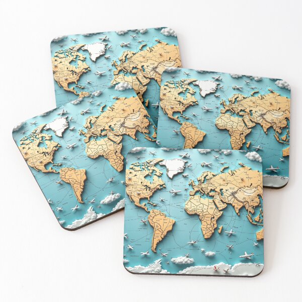 Item preview, A 3D Pattern of Airplanes Soaring Over a World Map with Travel Routes, Perfect for Adventure and Exploration Themes designed and sold by AlwaysHome.