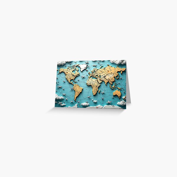 Item preview, A 3D Pattern of Airplanes Soaring Over a World Map with Travel Routes, Perfect for Adventure and Exploration Themes designed and sold by AlwaysHome.