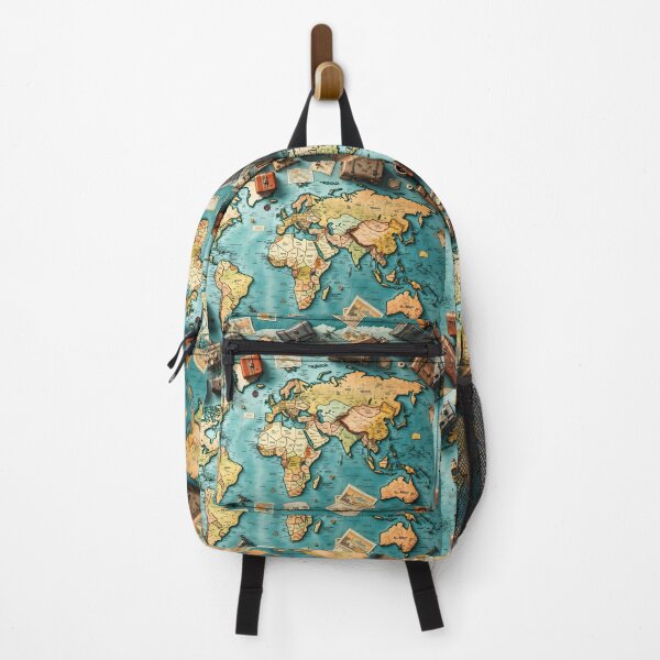 Item preview, Artistic 3D Pattern of Vintage Travel Suitcases and Postcards, Set Against a World Map, Perfect for Wanderlust and Adventure Themes designed and sold by AlwaysHome.