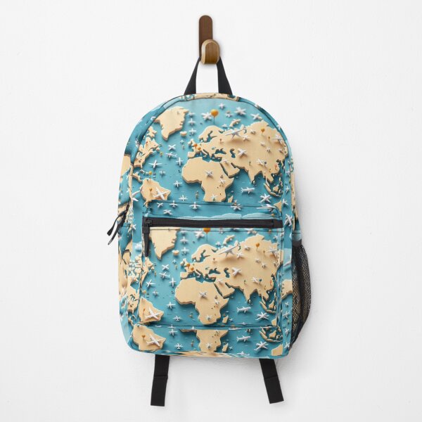Item preview, 3D Pattern of Airplanes and Travel Destinations Marked on a World Map, Ideal for Global Exploration and Adventure Travel Themes designed and sold by AlwaysHome.