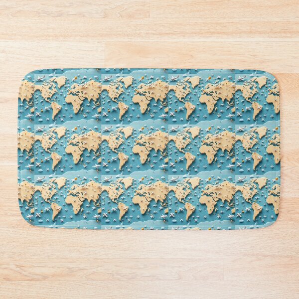 Item preview, 3D Pattern of Airplanes and Travel Destinations Marked on a World Map, Ideal for Global Exploration and Adventure Travel Themes designed and sold by AlwaysHome.
