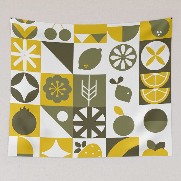 Item preview, Bauhaus-Style Mustard Hues And Olive Abstract Pattern designed and sold by DEC02.