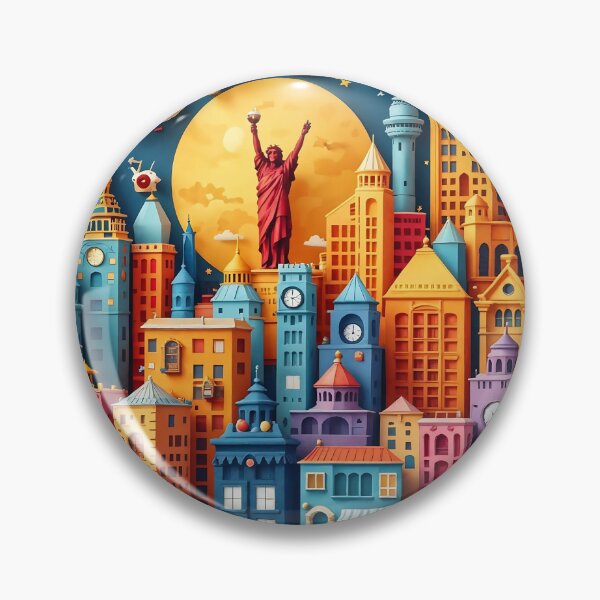 Item preview, 3D Pattern of Colorful City Skylines and Travel Icons, Perfect for Urban Travel and City Adventure-Themed Designs designed and sold by AlwaysHome.
