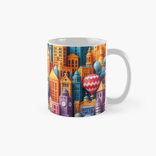 Item preview, 3D Pattern of Colorful City Skylines and Travel Icons, Perfect for Urban Travel and City Adventure-Themed Designs designed and sold by AlwaysHome.