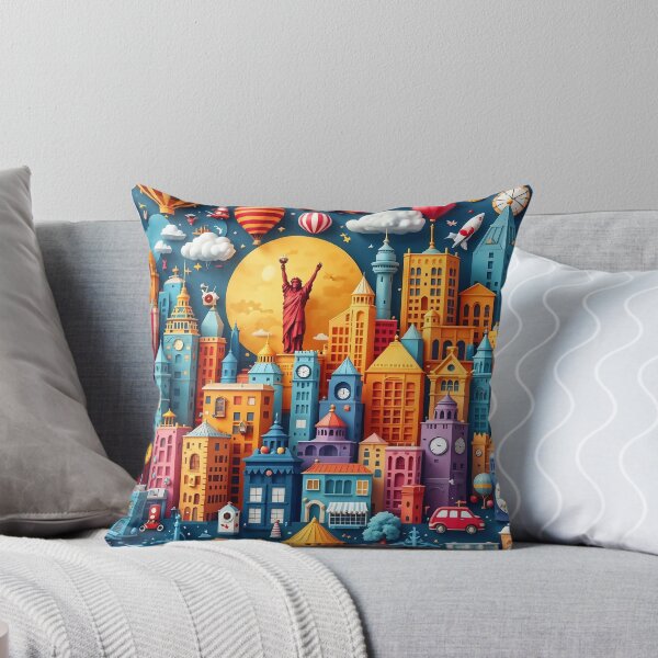 Item preview, 3D Pattern of Colorful City Skylines and Travel Icons, Perfect for Urban Travel and City Adventure-Themed Designs designed and sold by AlwaysHome.