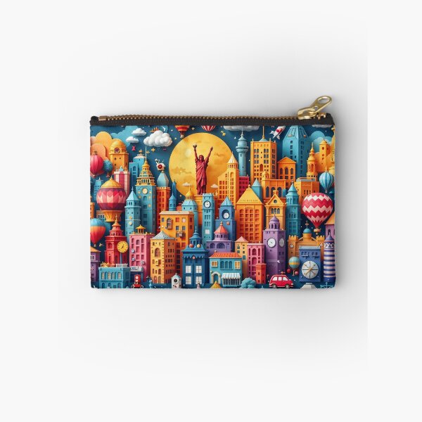 Item preview, 3D Pattern of Colorful City Skylines and Travel Icons, Perfect for Urban Travel and City Adventure-Themed Designs designed and sold by AlwaysHome.