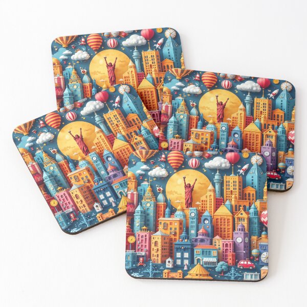 Item preview, 3D Pattern of Colorful City Skylines and Travel Icons, Perfect for Urban Travel and City Adventure-Themed Designs designed and sold by AlwaysHome.