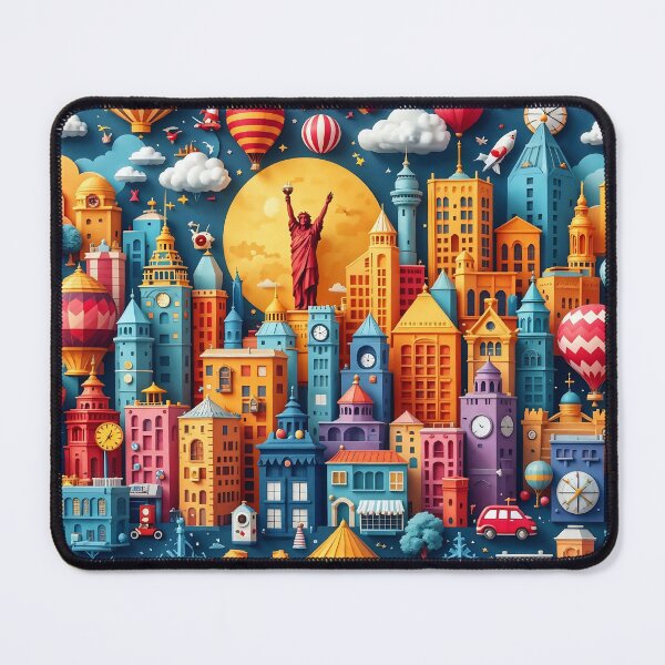 Item preview, 3D Pattern of Colorful City Skylines and Travel Icons, Perfect for Urban Travel and City Adventure-Themed Designs designed and sold by AlwaysHome.