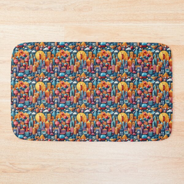 Item preview, 3D Pattern of Colorful City Skylines and Travel Icons, Perfect for Urban Travel and City Adventure-Themed Designs designed and sold by AlwaysHome.