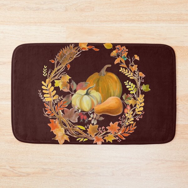 Item preview, Autumn pumpkins and colourful leaves wreath designed and sold by Little Miss Bee.