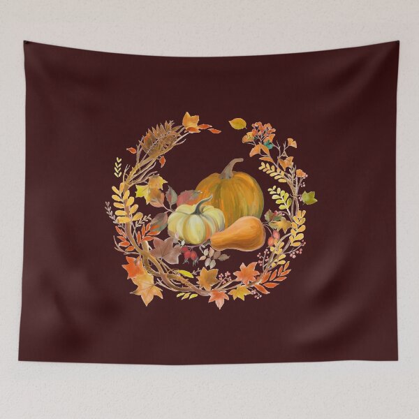 Item preview, Autumn pumpkins and colourful leaves wreath designed and sold by Little Miss Bee.