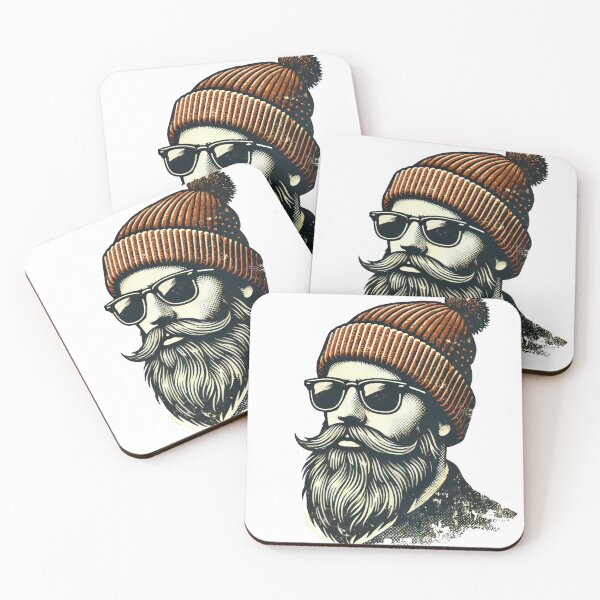 Item preview, Bearded Hipster in Beanie and Sunglasses Retro Design designed and sold by AIARTIST1.