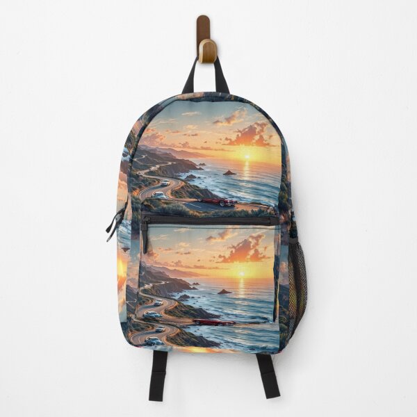 Item preview, Abstract 3D Pattern of Vintage Cars Driving on Serpentine Roads Along a Coastal Sunset, Ideal for Road Trips and Travel-Themed Love Stories designed and sold by AlwaysHome.