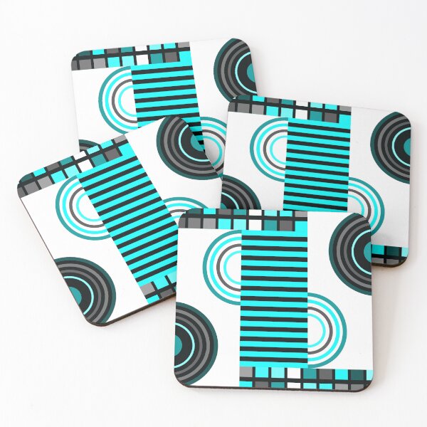 Item preview, Turquoise-Blue And Gray Retro Bauhaus Abstract Designs designed and sold by DEC02.