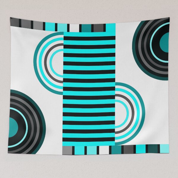 Item preview, Turquoise-Blue And Gray Retro Bauhaus Abstract Designs designed and sold by DEC02.