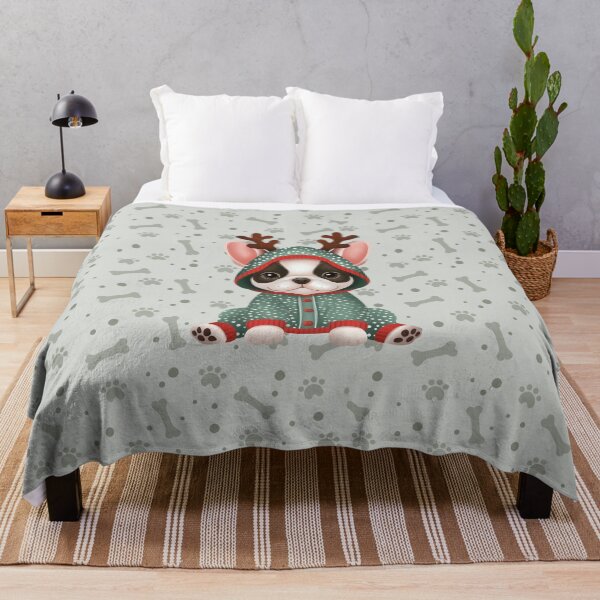Item preview, French bulldog in cozy pajamas designed and sold by SDCillustration.