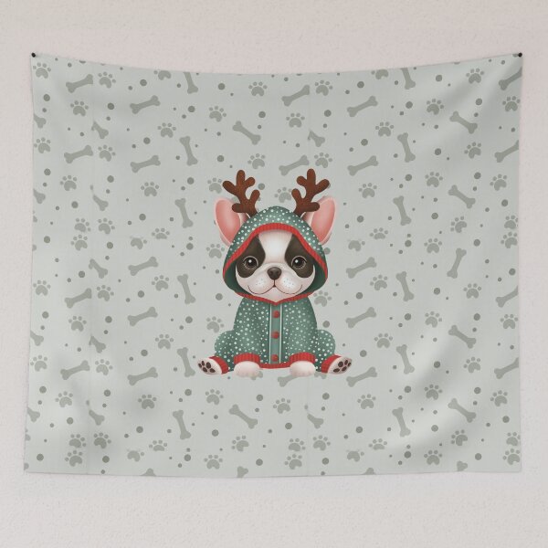 Item preview, French bulldog in cozy pajamas designed and sold by SDCillustration.
