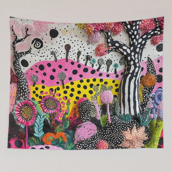 Item preview, Black and White Dots and Stripes in Colorful Wildflower Garden designed and sold by Neika Shimm Designs.