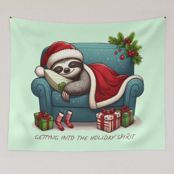 Item preview, A festive Sloth Getting Into The Holiday Spirit designed and sold by FlowFlex.