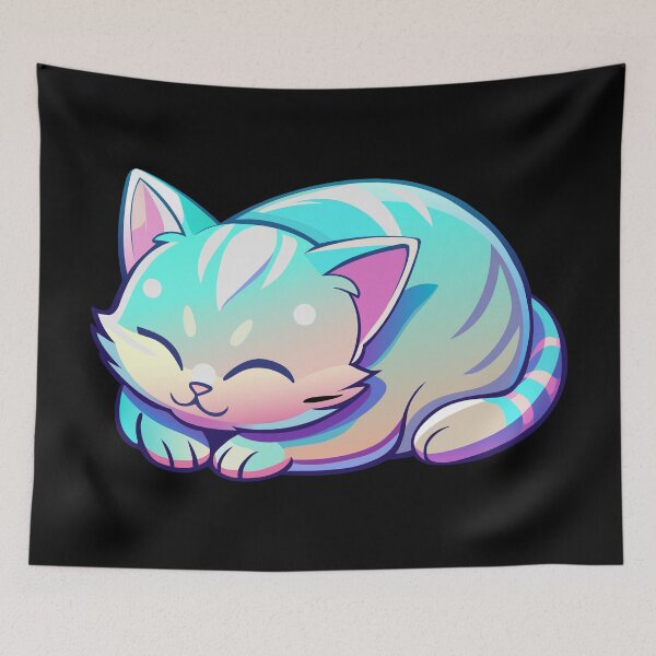 Item preview, Multicolored Rainbow Neon Persian Sleeping Cat designed and sold by FemmePod.