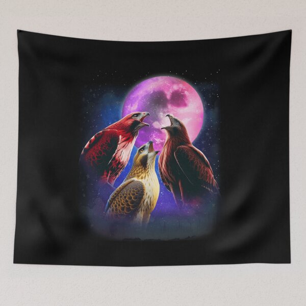 Item preview, 3 Hawks Howling At The Moon Funny Hawk Bird Lover Birder designed and sold by savecloth.