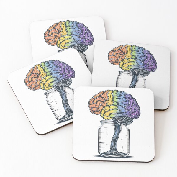 Item preview, Rainbow Brain in a Jar - Surreal Science Art Print designed and sold by WatermelonPink.