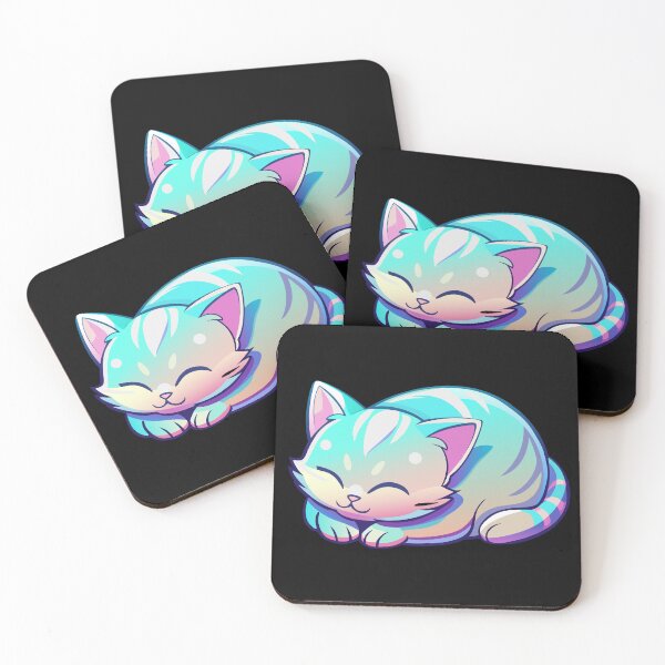 Item preview, Multicolored Rainbow Neon Persian Sleeping Cat designed and sold by FemmePod.