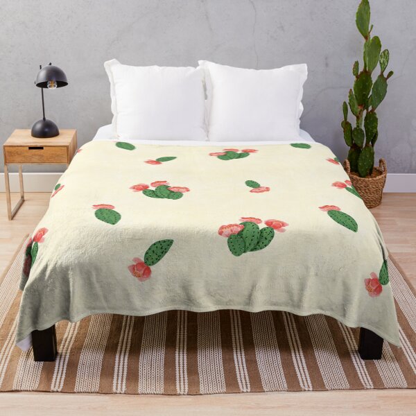 Item preview, Dessert blooming cacti on textured ivory beige background designed and sold by JasmineGDesigns.