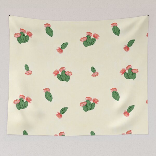 Item preview, Dessert blooming cacti on textured ivory beige background designed and sold by JasmineGDesigns.