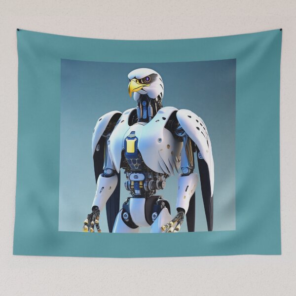 Item preview, Futuristic robotic humanoid eagle 3D rendering, sci-fi art. designed and sold by ruiztiger70.