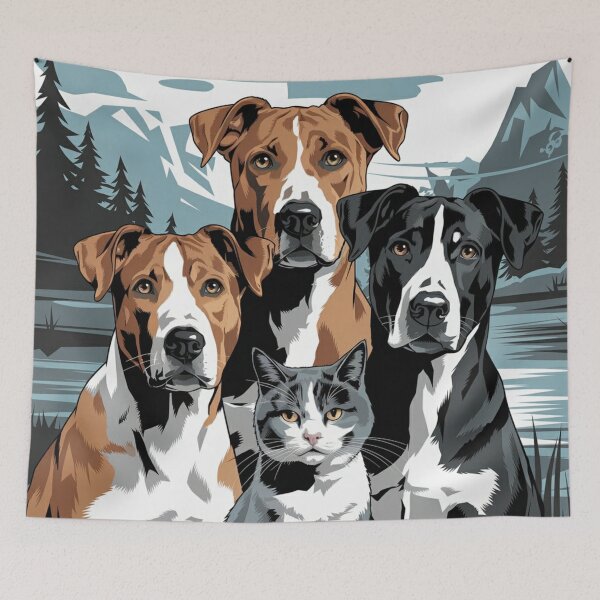 Item preview, Dogs and cat taking  a souvenir picture in nature  designed and sold by Coollzone.
