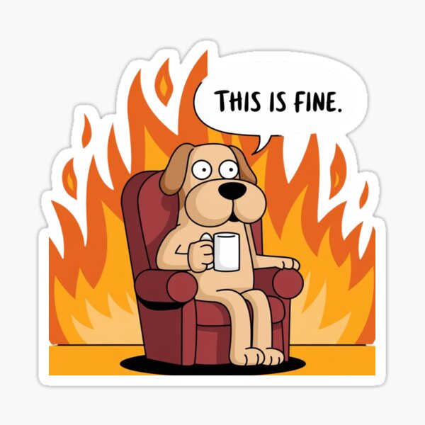 Item preview, This is fine sticker, Funny dog on fire Bumper sticker  designed and sold by MasnMusg.