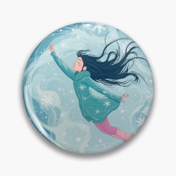 Item preview, A cute girl in winter clothes and boots is flying against the background of swirling snow.  designed and sold by HEMRO.