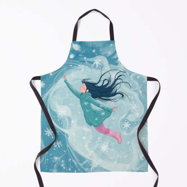 Item preview, A cute girl in winter clothes and boots is flying against the background of swirling snow. designed and sold by HEMRO.