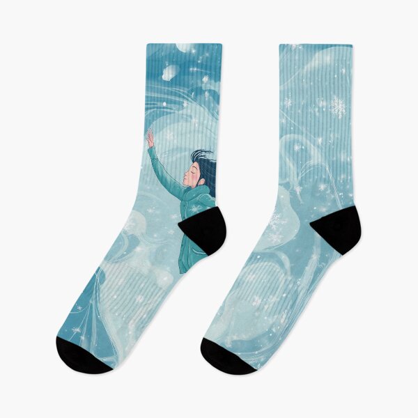 Item preview, A cute girl in winter clothes and boots is flying against the background of swirling snow.  designed and sold by HEMRO.