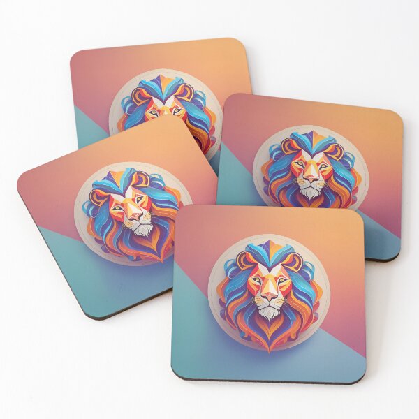 Item preview, A vibrant and stylized portrait design of a lion's head. designed and sold by HEMRO.