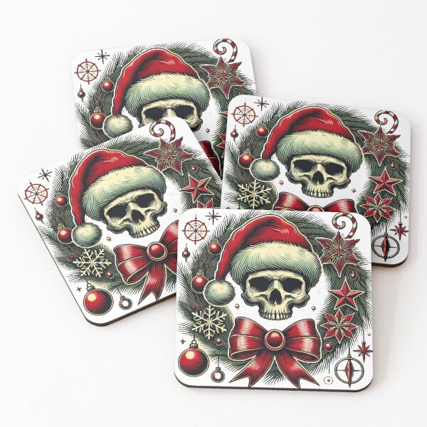 Item preview, Skull Santa in Holiday Wreath with Gothic Style designed and sold by AIARTIST1.