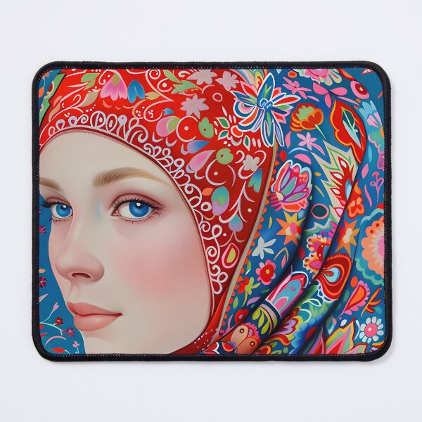 Item preview, Vibrant Floral Patterned Hijab Portrait of a Woman designed and sold by Artessie.