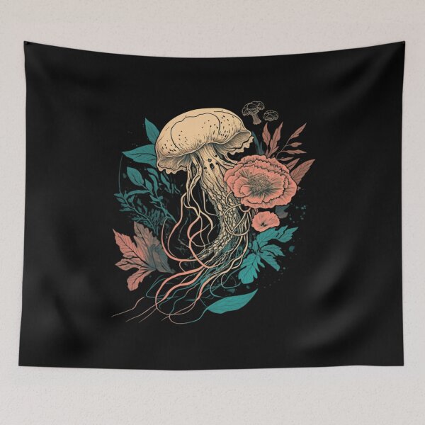 Item preview, Aesthetic Floral Jellyfish Sea Animals designed and sold by savecloth.