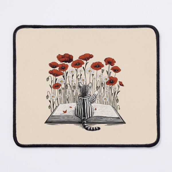 Item preview, Cat reading a books, relax and read, watercolor style, flowers growing from book, cats and books lovers designed and sold by Collagedream.