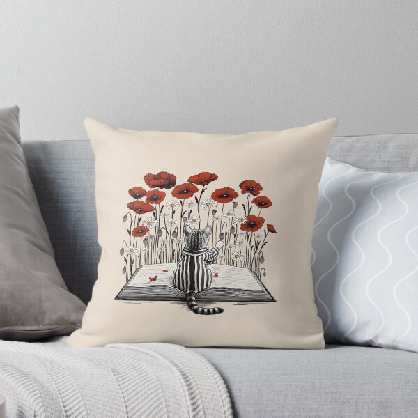 Item preview, Cat reading a books, relax and read, watercolor style, flowers growing from book, cats and books lovers designed and sold by Collagedream.
