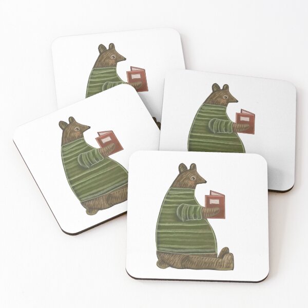 Item preview, Big bear with a book, bear reading a book, bear in a library, book lovers art, cute bear,  designed and sold by Dormitria.