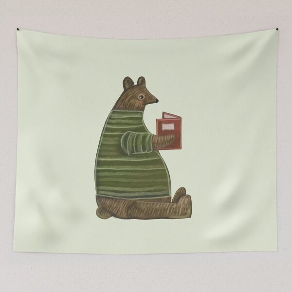 Item preview, Gran oso con un libro, oso leyendo un libro, oso en una biblioteca, arte de amantes de los libros, oso lindo, designed and sold by Dormitria.