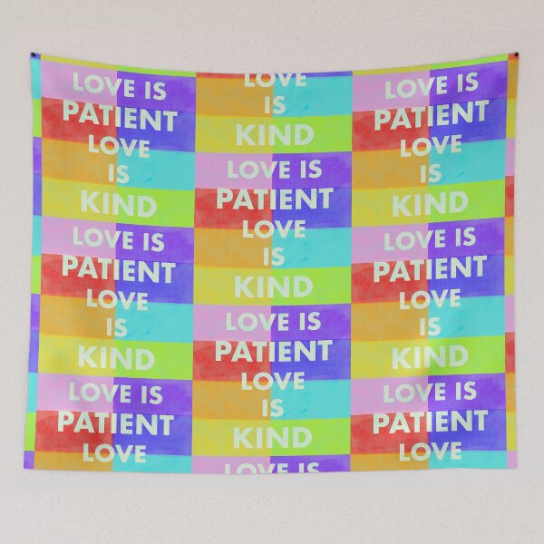 Item preview, Love is Patient Love Is Kind Corinthians Risograph Print Pride Rainbow Color Blocks Spectrum Queer Patchwork designed and sold by fancysarah.