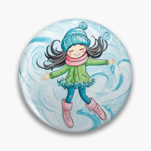 Item preview, A cute girl in winter clothes and boots is flying against the background of swirling snow.  designed and sold by HEMRO.