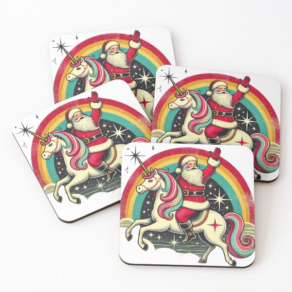 Item preview, Santa Riding a Unicorn with Rainbow and Stars designed and sold by AIARTIST1.