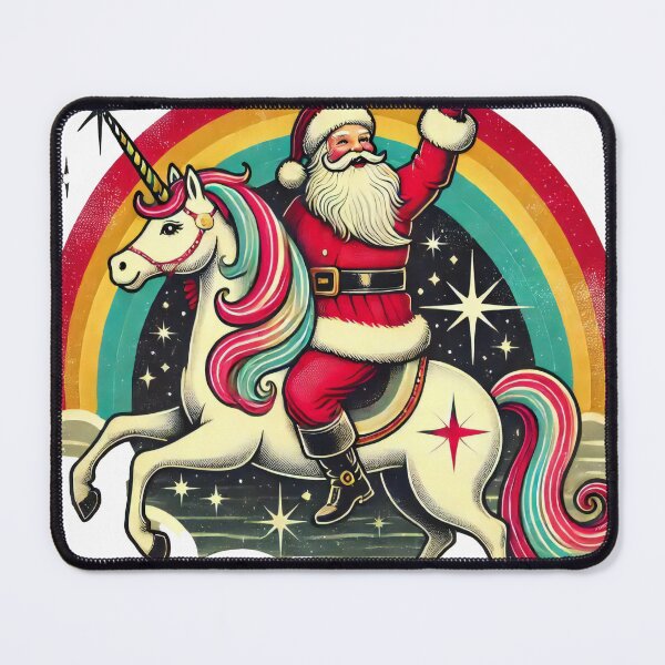 Item preview, Santa Riding a Unicorn with Rainbow and Stars designed and sold by AIARTIST1.