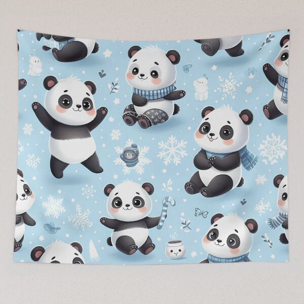 Item preview, Christmas panda seamless pattern designed and sold by Haji  Kamora.