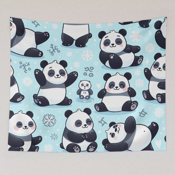 Item preview, Christmas panda seamless pattern designed and sold by Haji  Kamora.